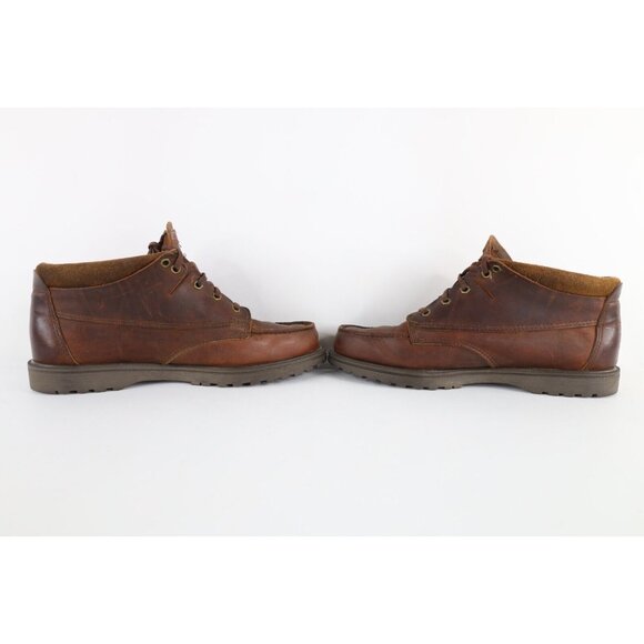 Vintage 90s Eastland Mens 12 D Waxed Leather Moc Chukkas Chukka Boots Brown USA main image 8